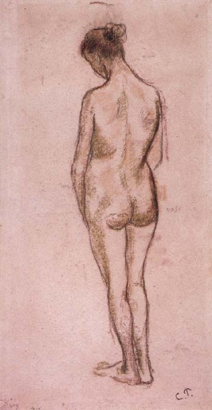 Camille Pissarro Full-length standing nude of a woman from behind